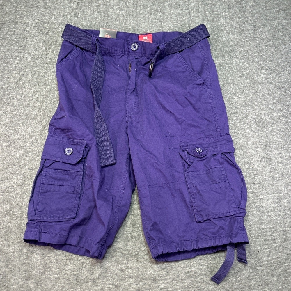 PJ Mark Cargo Shorts Mens Size 30 Purple New Belted Cotton Streetwear Summer
